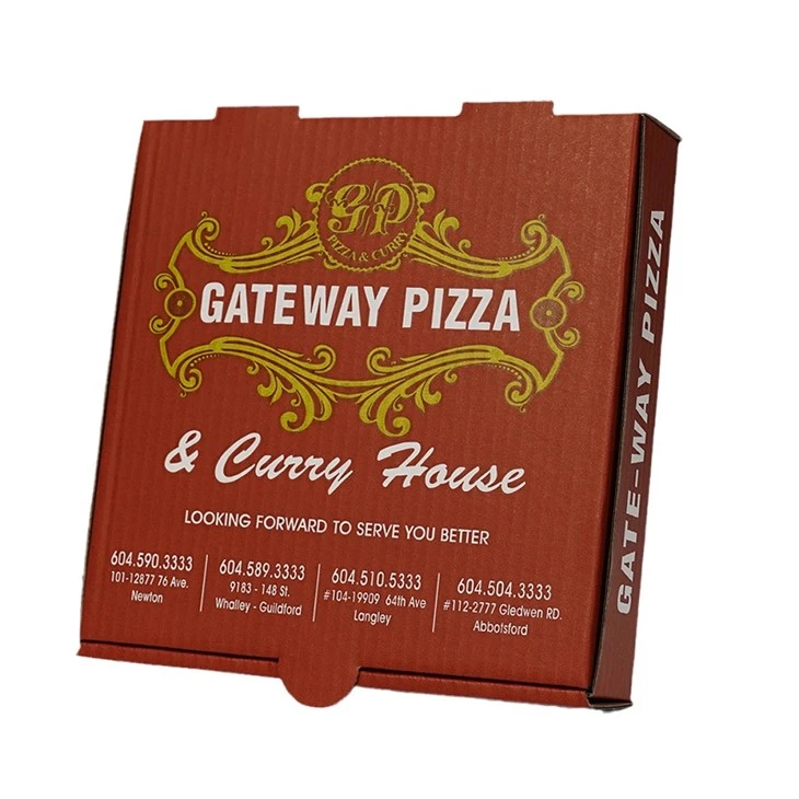 Food Grade Packbox Custom korrugerad pizzakartong